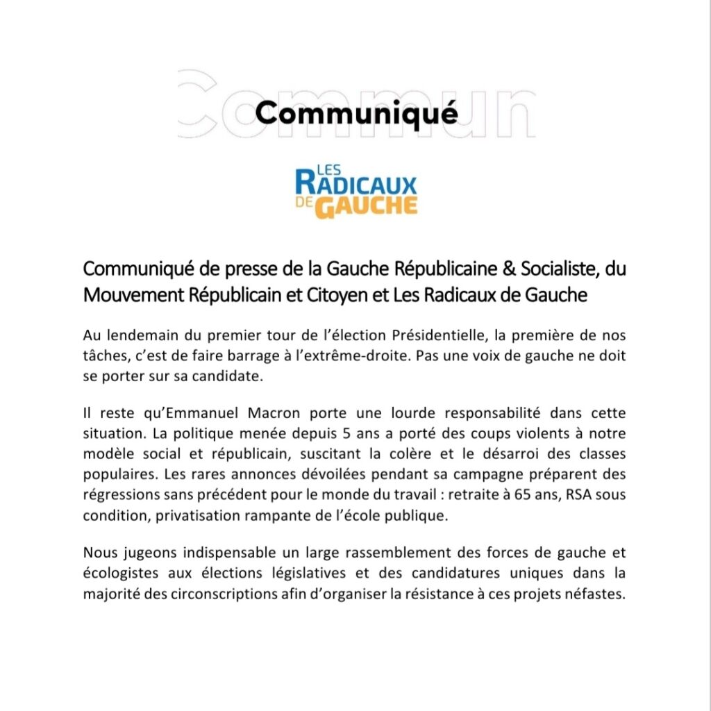 Communiqué de presse 12 avril 2022